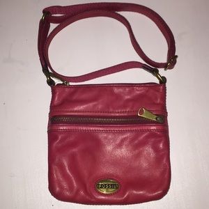 Small Red Leather Fossil Bag